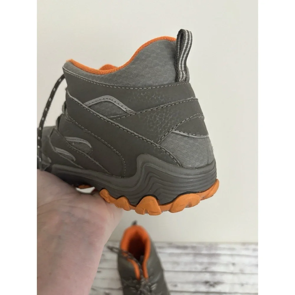 Merrell Chameleon Access Mid Kids Size 4.5 Gray Orange Waterproof Hiking Boots